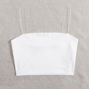 Solid White Shein Slim Cami Crop Top Size Small